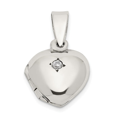 Sterlingsilber Zirkonia Herz Medaillon
