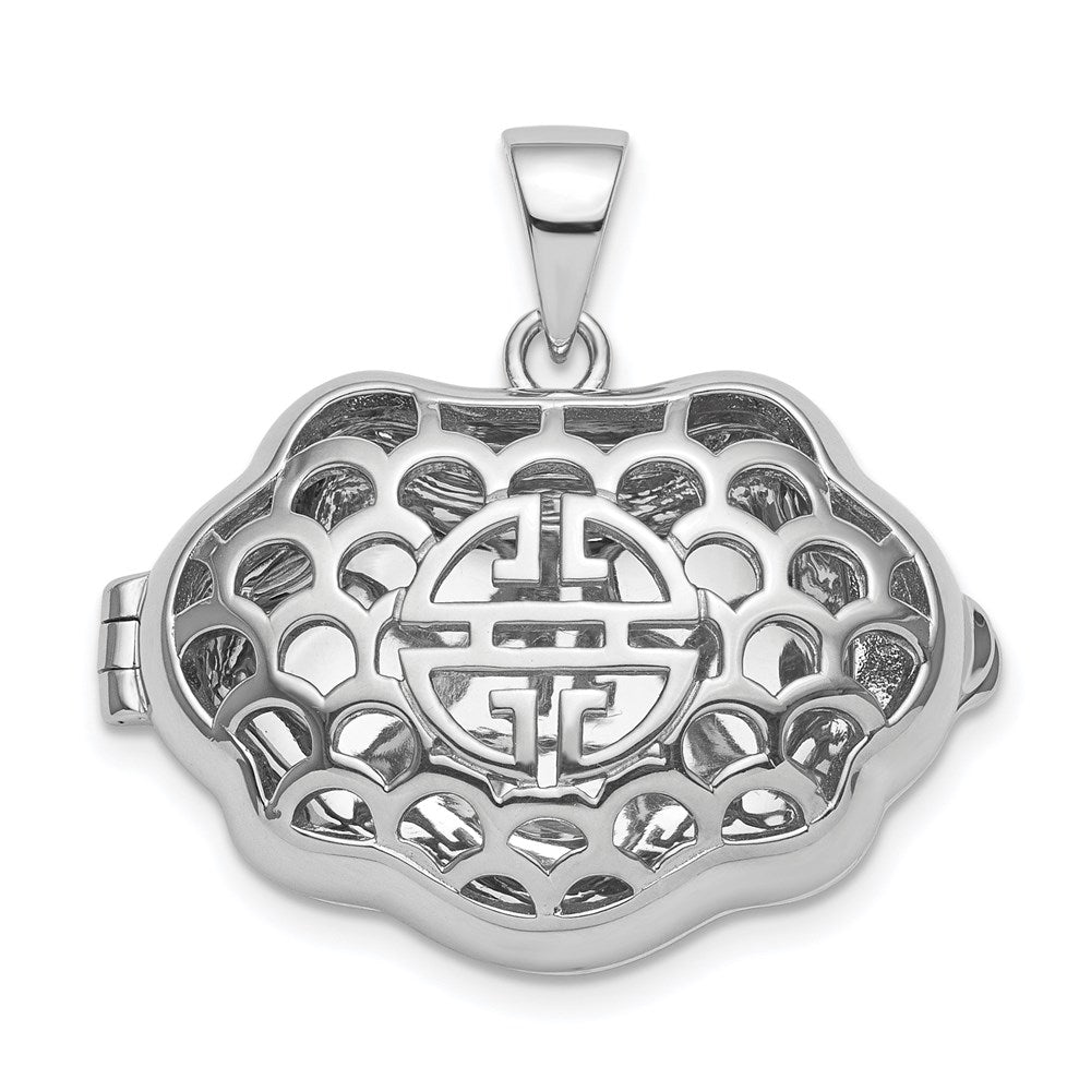 Sterlingsilber Rhodium-plate Chinese Symbol For Wealth Medaillon Anhänger