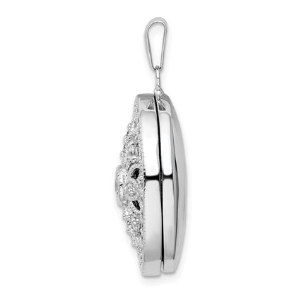 Sterlingsilber Rhodiniert Fantasie Zirkonia Oval Medaillon