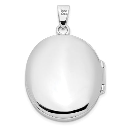 Sterlingsilber Rhodiniert Fantasie Zirkonia Oval Medaillon