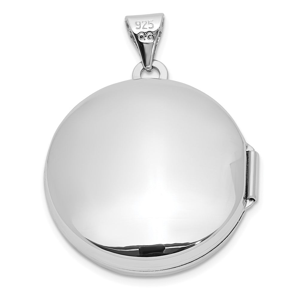 Sterlingsilber Rhodiniert Poliert Gewölbt 20mm Rund Medaillon