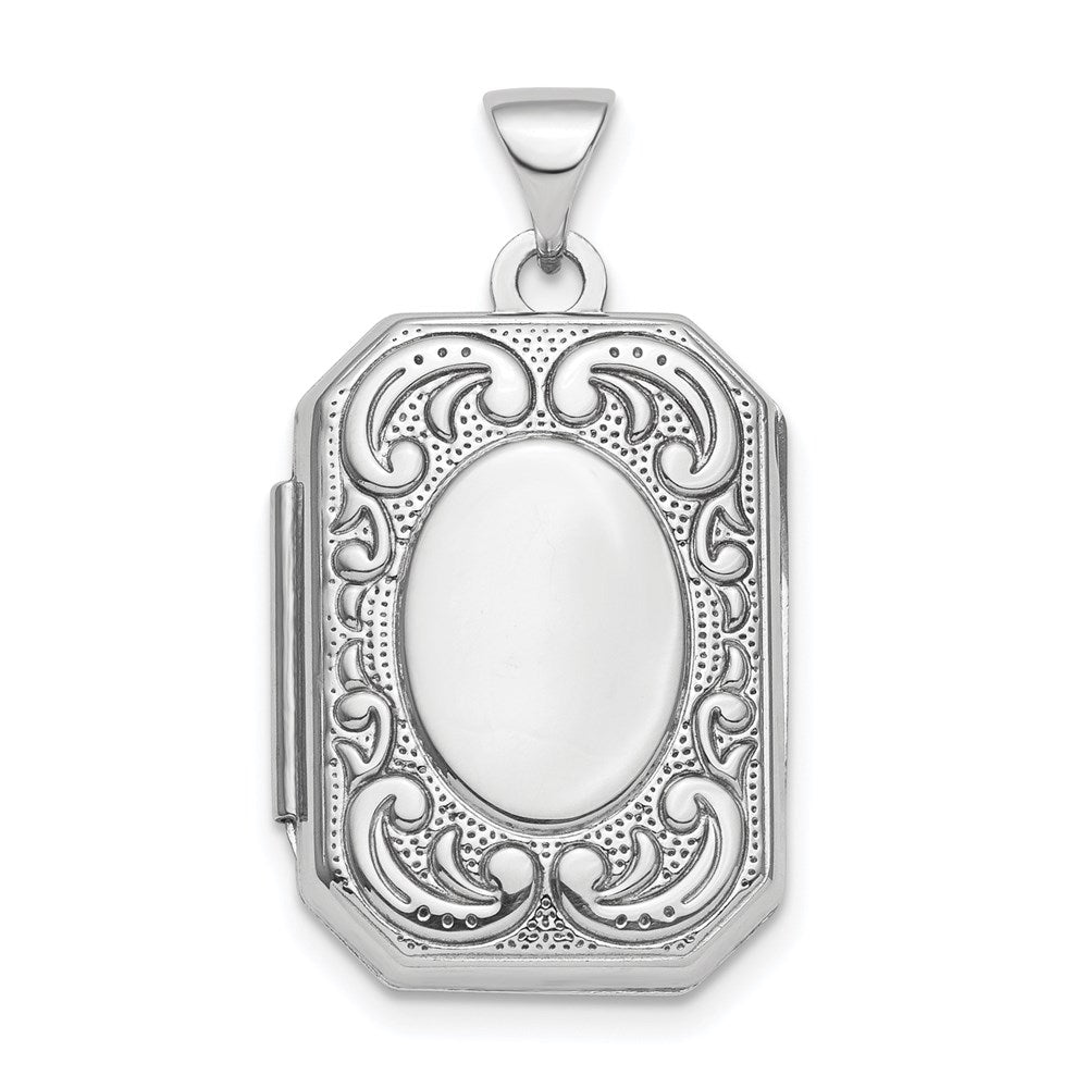 Sterlingsilber Rhodiniert Poliert Fantasie Ranke 21mm Octagonal Medaillon