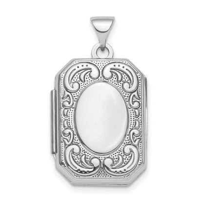 Sterlingsilber Rhodiniert Poliert Fantasie Ranke 21mm Octagonal Medaillon