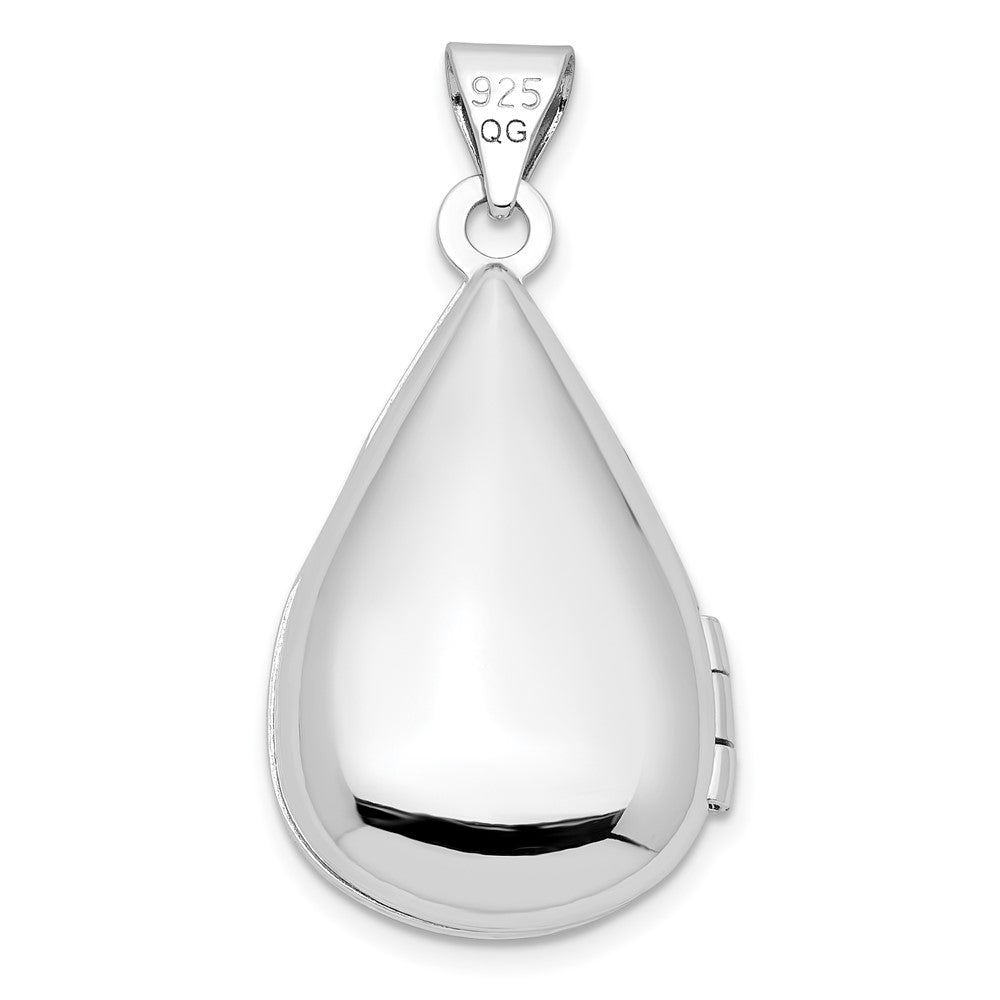 Rhodiniertes Sterlingsilber Diamant Tropfen-Anhänger, poliert, 21 mm