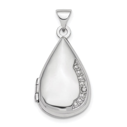 Rhodiniertes Sterlingsilber Diamant Tropfen-Anhänger, poliert, 21 mm