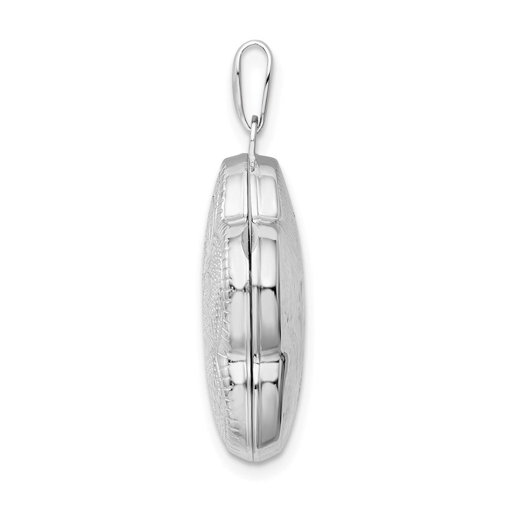 Sterlingsilber Rhodiniert Poliert 21mm Gewölbt Wirbel Blume Medaillon
