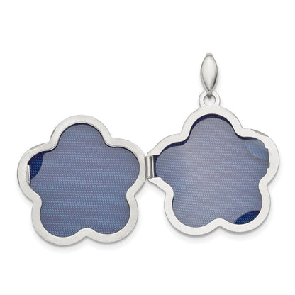 Sterlingsilber Rhodiniert Poliert 21mm Gewölbt Wirbel Blume Medaillon