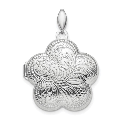Sterlingsilber Rhodiniert Poliert 21mm Gewölbt Wirbel Blume Medaillon