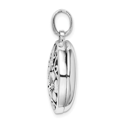 Sterlingsilber Antikisiert Filigran Blumen Oberteil 21mm Medaillon Anhänger