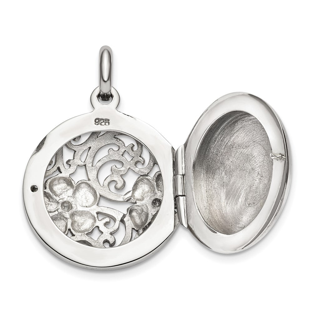Sterlingsilber Antikisiert Filigran Blumen Oberteil 21mm Medaillon Anhänger