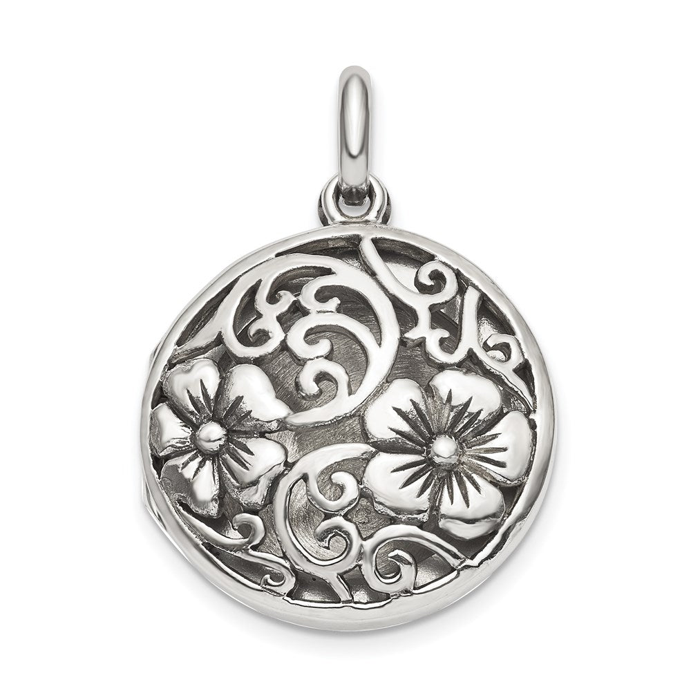 Sterlingsilber Antikisiert Filigran Blumen Oberteil 21mm Medaillon Anhänger