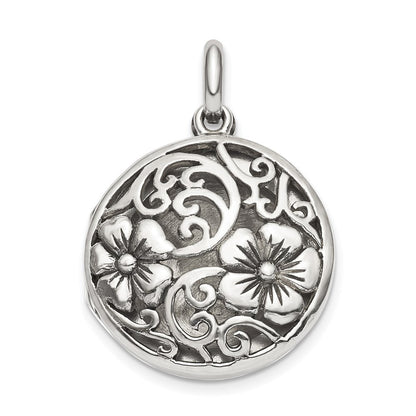 Sterlingsilber Antikisiert Filigran Blumen Oberteil 21mm Medaillon Anhänger