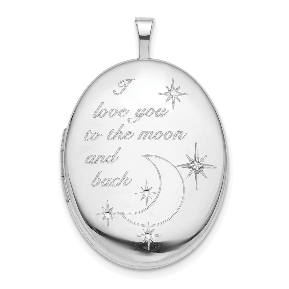 Sterlingsilber Rhodiniert 20mm Liebe To The Mond Diamant Oval Medaillon