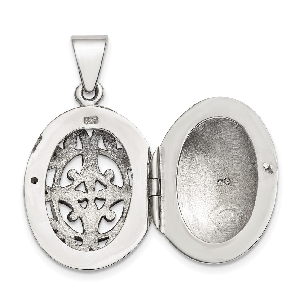 Sterlingsilber Poliert Filigran 22mm Oval Medaillon