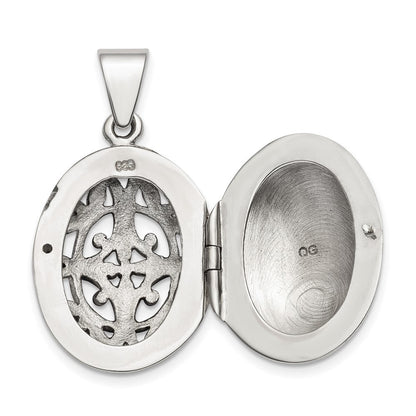 Sterlingsilber Poliert Filigran 22mm Oval Medaillon