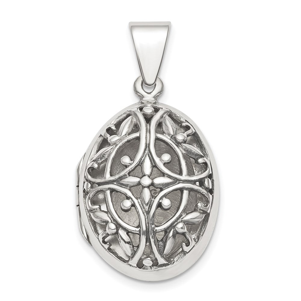 Sterlingsilber Poliert Filigran 22mm Oval Medaillon