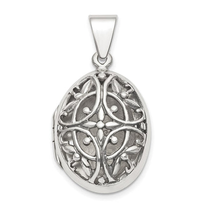 Sterlingsilber Poliert Filigran 22mm Oval Medaillon