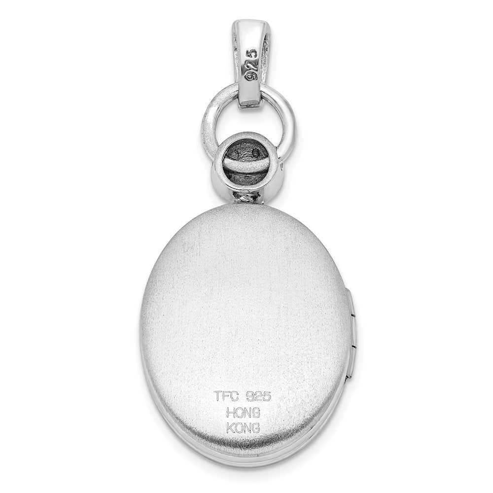 Rhodinierter Sterlingsilber-Anhänger „Scroll Oval Medaillon“ mit Diamant-Akzent, 18 mm