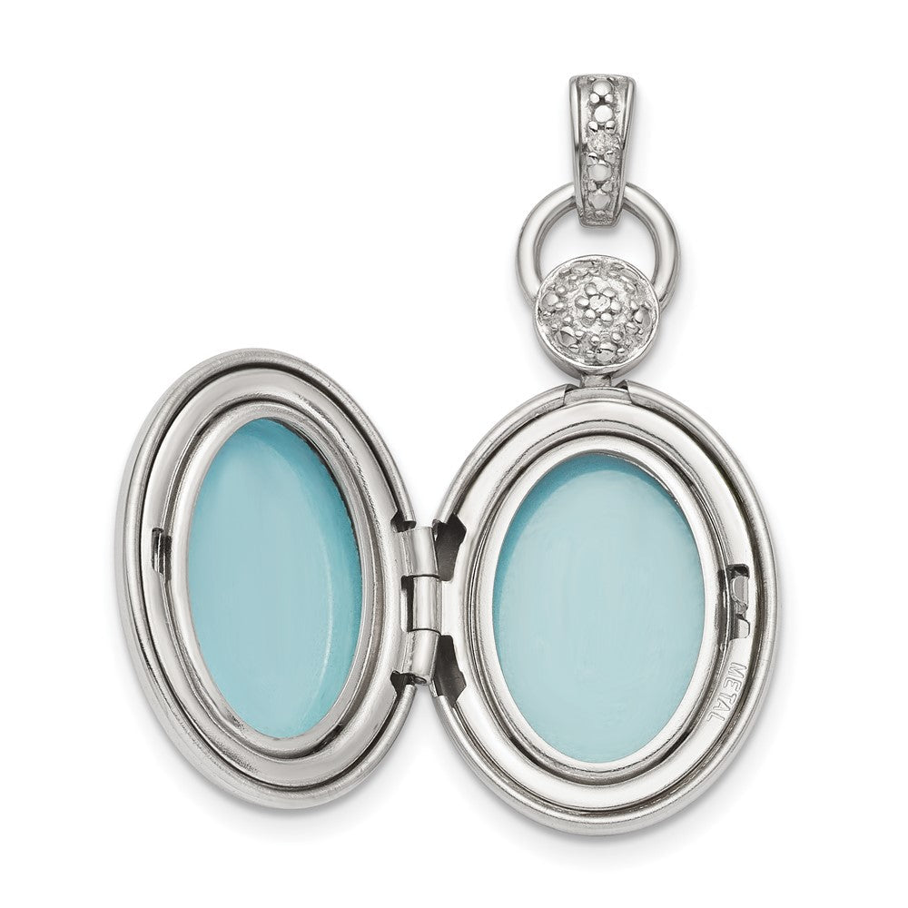 Rhodinierter Sterlingsilber-Anhänger „Scroll Oval Medaillon“ mit Diamant-Akzent, 18 mm