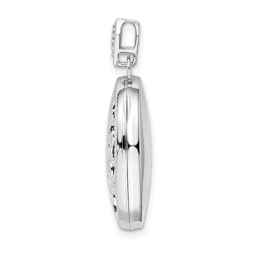Sterlingsilber Rhodium Platte Poliert & Strukturiert Diamant Baum Medaillon