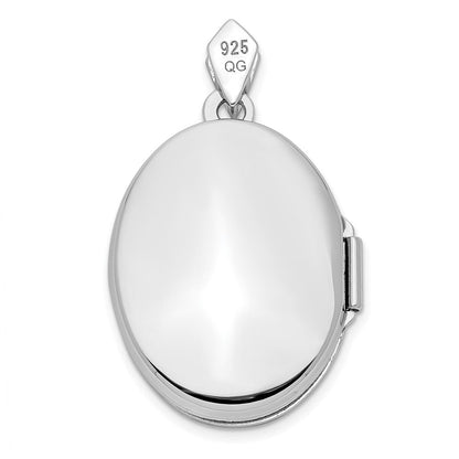 Sterlingsilber Rhodium Platte Poliert & Strukturiert Diamant Baum Medaillon