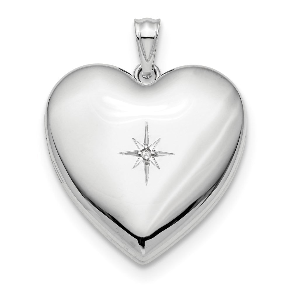 Sterlingsilber Rhodiniert 24mm mit Diamant Stern Ash Halter Herz Medaillon