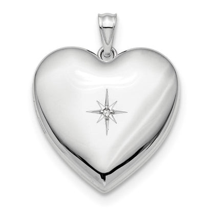 Sterlingsilber Rhodiniert 24mm mit Diamant Stern Ash Halter Herz Medaillon