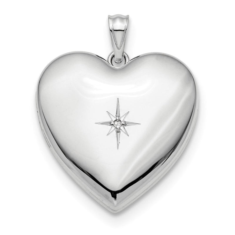 Sterlingsilber Rhodiniert 24mm mit Diamant Stern Ash Halter Herz Medaillon