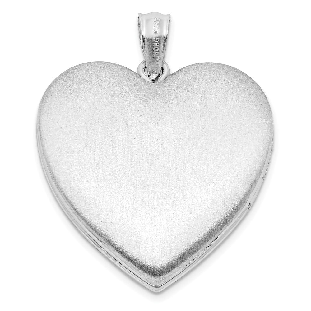 Sterlingsilber Rhodiniert 24mm Scrolled Ash Halter Herz Medaillon