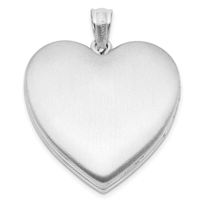 Sterlingsilber Rhodiniert 24mm Scrolled Ash Halter Herz Medaillon