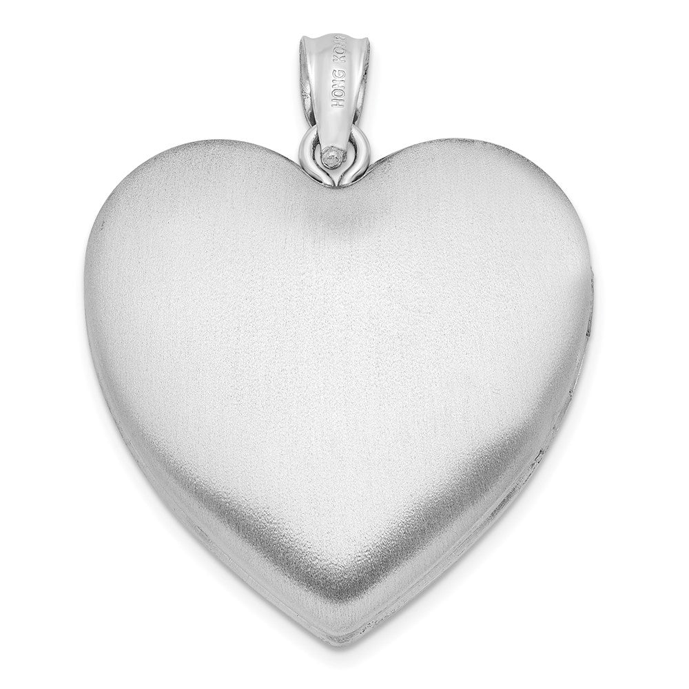 Sterlingsilber Rhodiniert 24mm Emailliert Rose Ash Halter Herz Medaillon