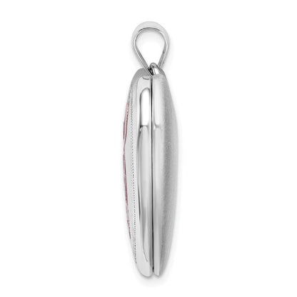 Sterlingsilber Rhodiniert 24mm Emaille & Diamantiert Rosa Schleife Ash Halter Medaillon