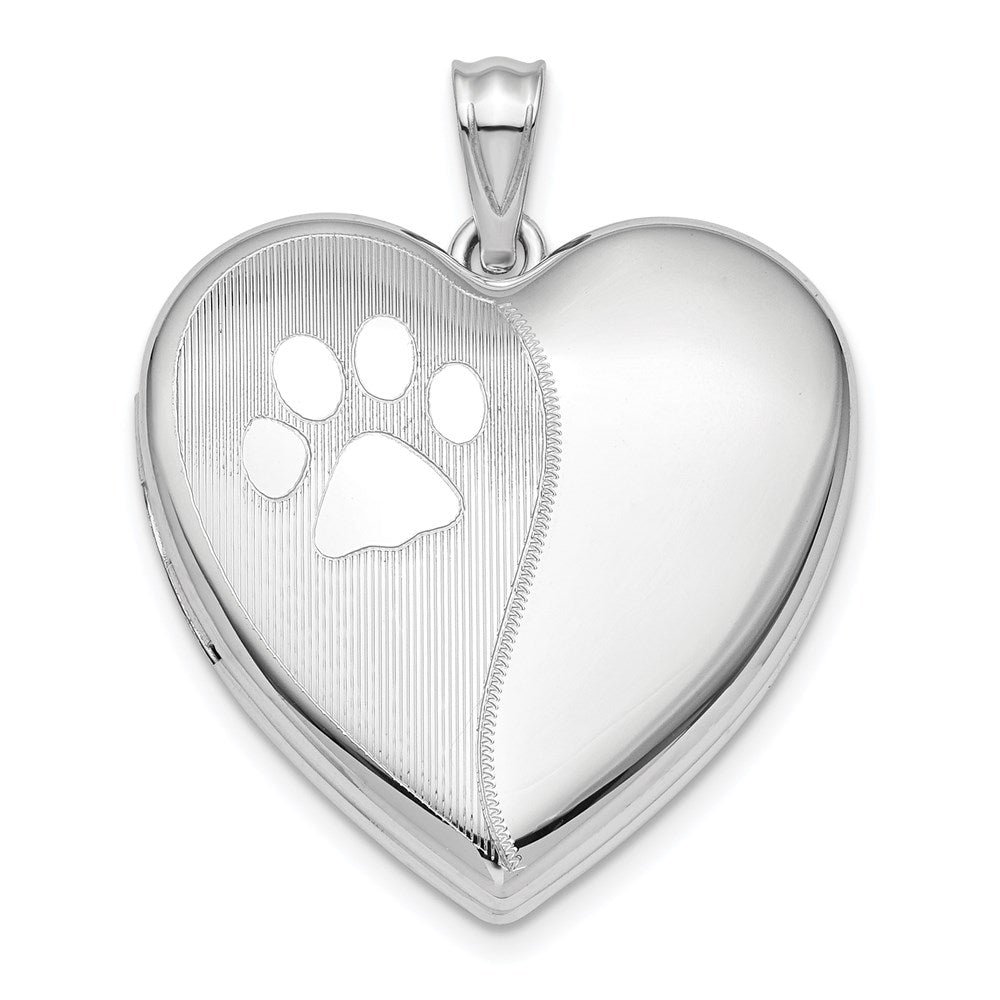 Sterlingsilber Rhodiniert Satiniert/pol Paw Prints Ash Halter Herz Medaillon