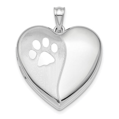 Sterlingsilber Rhodiniert Satiniert/pol Paw Prints Ash Halter Herz Medaillon