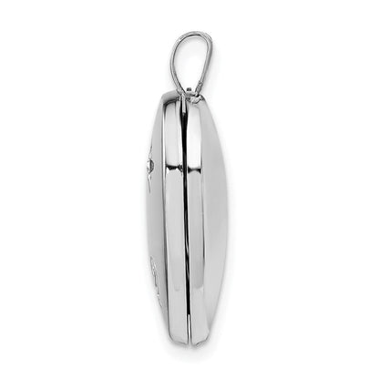 Sterlingsilber Rhodiniert 21mm Diamant Blumen Herz Familie Medaillon