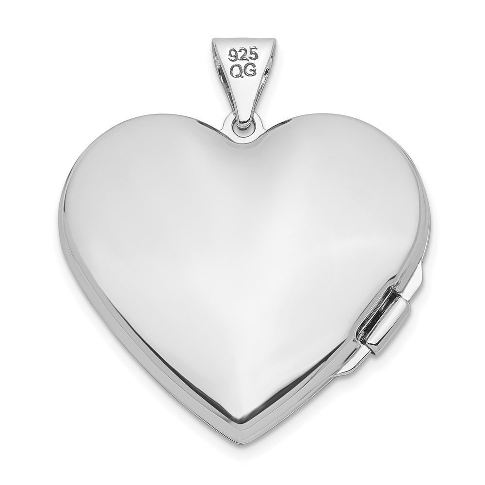 Sterlingsilber Rhodiniert 21mm Diamant Blumen Herz Familie Medaillon