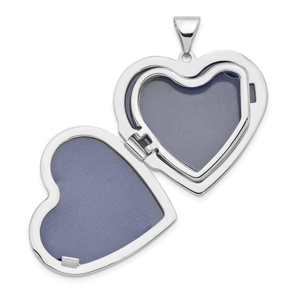 Sterlingsilber Rhodiniert 21mm Diamant Blumen Herz Familie Medaillon