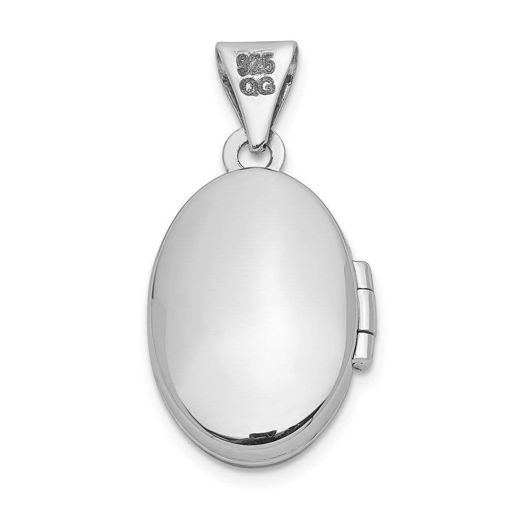 Sterlingsilber Rhodiniert Kreuz 16mm Oval Medaillon