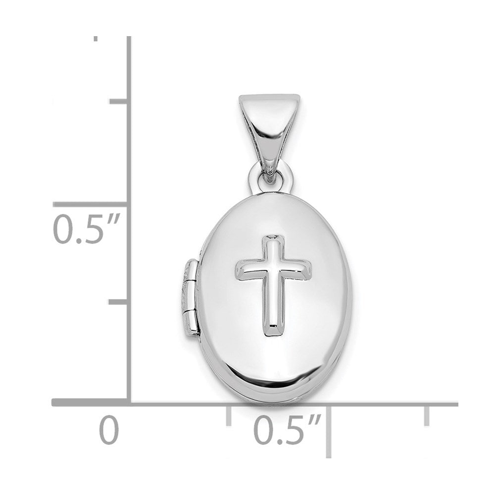 Sterlingsilber Rhodiniert Kreuz 16mm Oval Medaillon