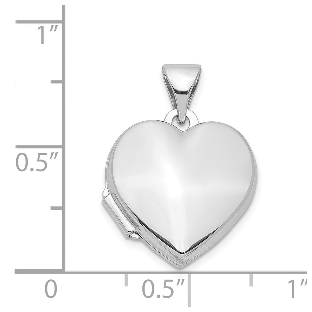 Sterlingsilber Rhodiniert Schlicht 15mm Herz Medaillon