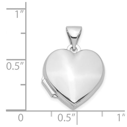 Sterlingsilber Rhodiniert Schlicht 15mm Herz Medaillon