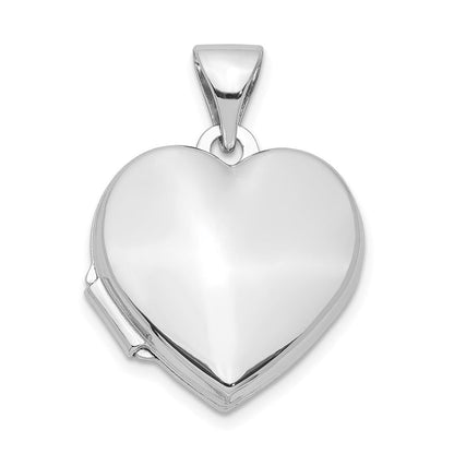 Sterlingsilber Rhodiniert Schlicht 15mm Herz Medaillon