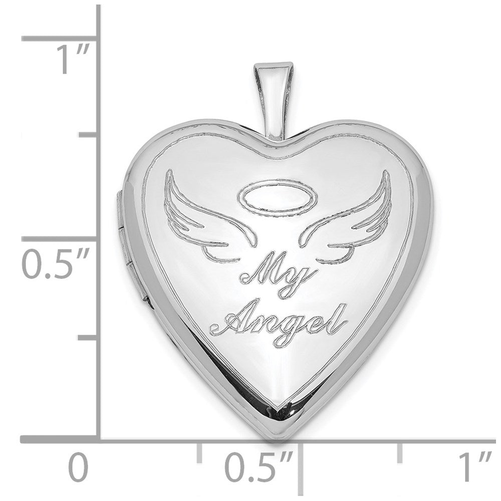 Sterlingsilber Rhodiniert 21mm Poliert My Engel Herz Medaillon