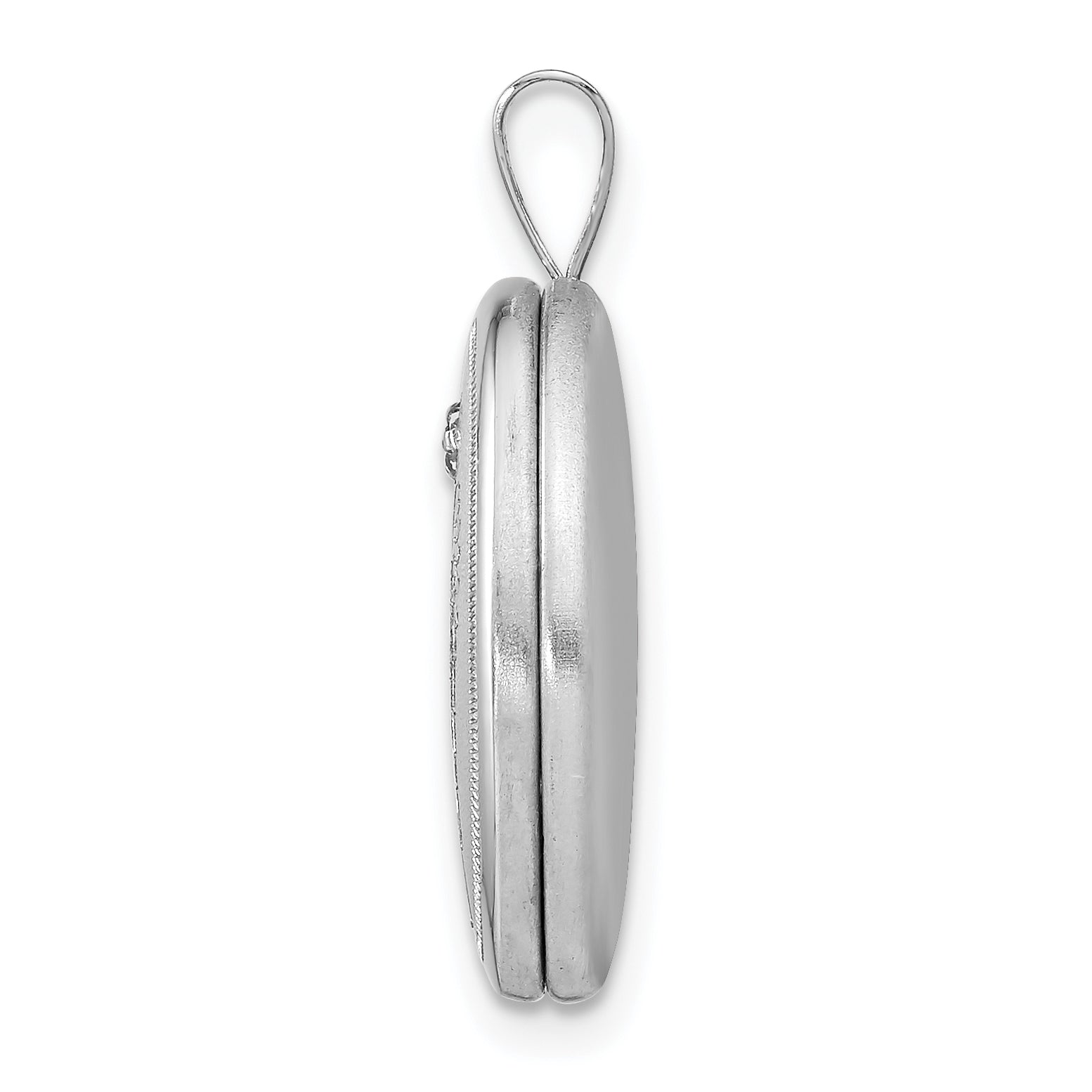 Rhodiniertes Sterlingsilber Diamant-Engelsflügel-Medaillon, oval, 19 mm