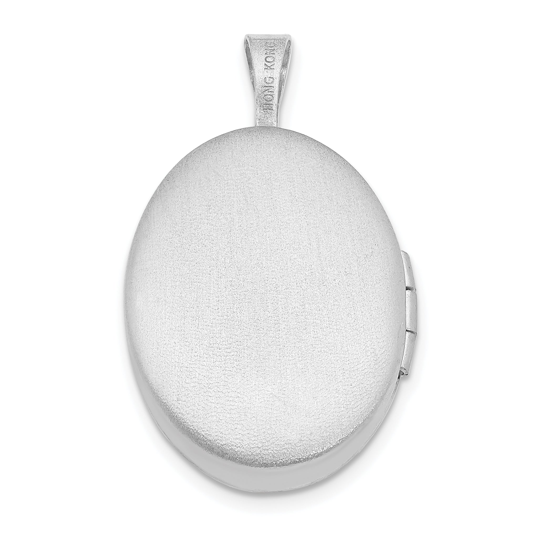 Rhodiniertes Sterlingsilber Diamant-Engelsflügel-Medaillon, oval, 19 mm