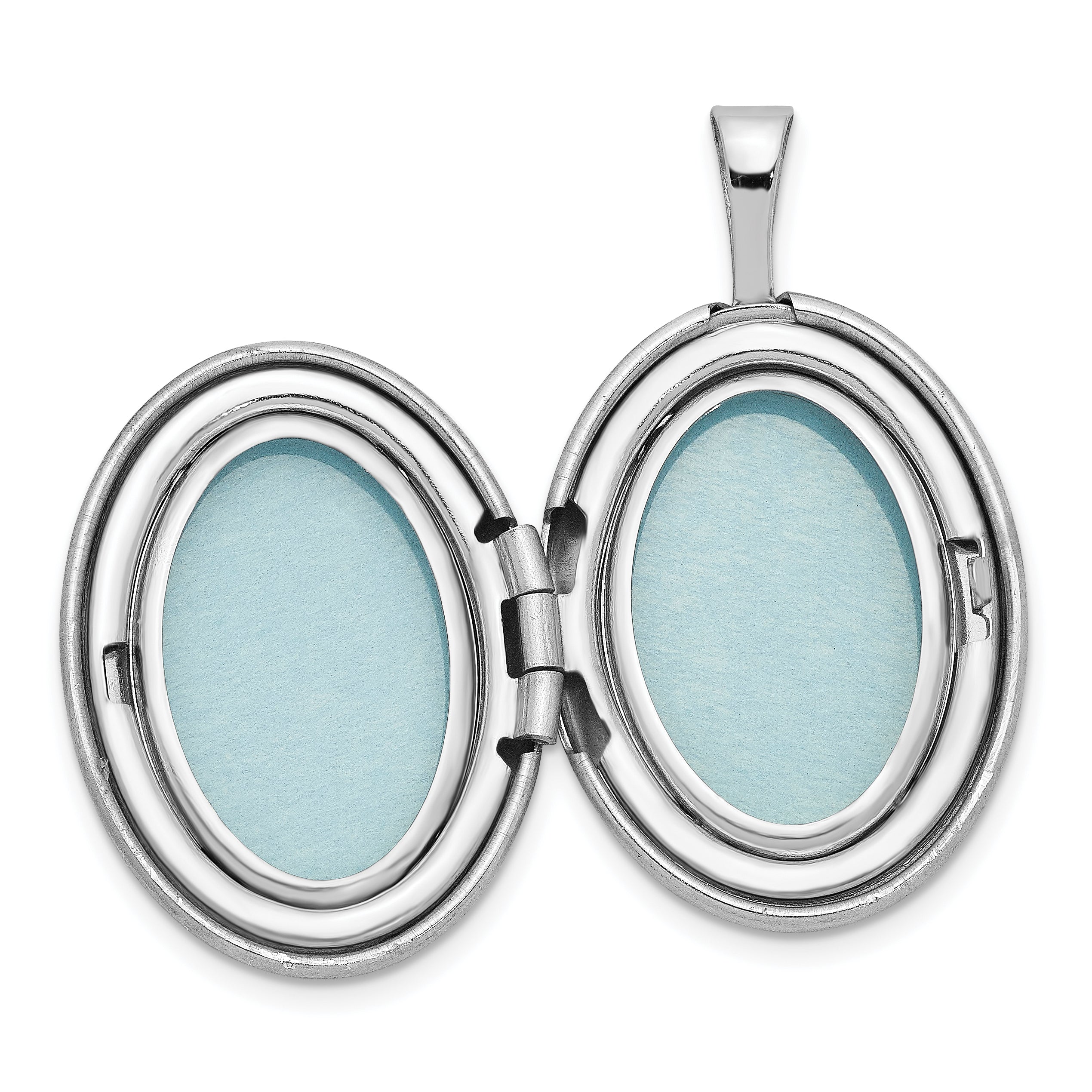 Rhodiniertes Sterlingsilber Diamant-Engelsflügel-Medaillon, oval, 19 mm