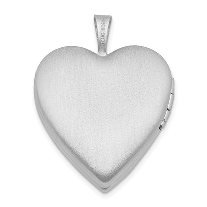 Sterlingsilber Rhodiniert 21mm Satiniert/polished Herz mit Flügel Medaillon