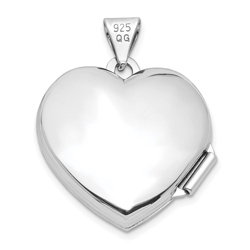 Sterlingsilber Rhodiniert Poliert 18mm Herz Medaillon