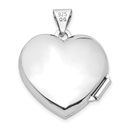 Sterlingsilber Rhodiniert Poliert 18mm Herz Medaillon