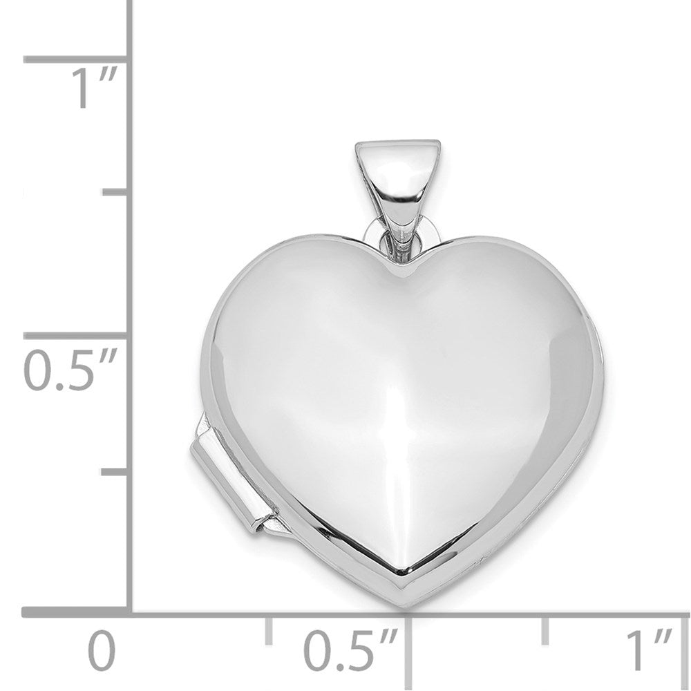 Sterlingsilber Rhodiniert Poliert 18mm Herz Medaillon